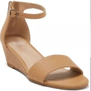 New Eileen Fisher Honey Mara Leather Wedge Sandals